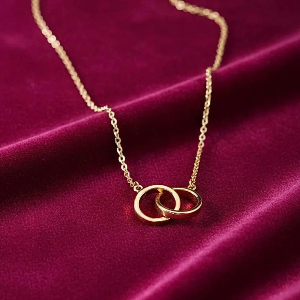 14K Yellow Gold Together Necklace | Interlocking Pendant By Tehrani Jewelry
